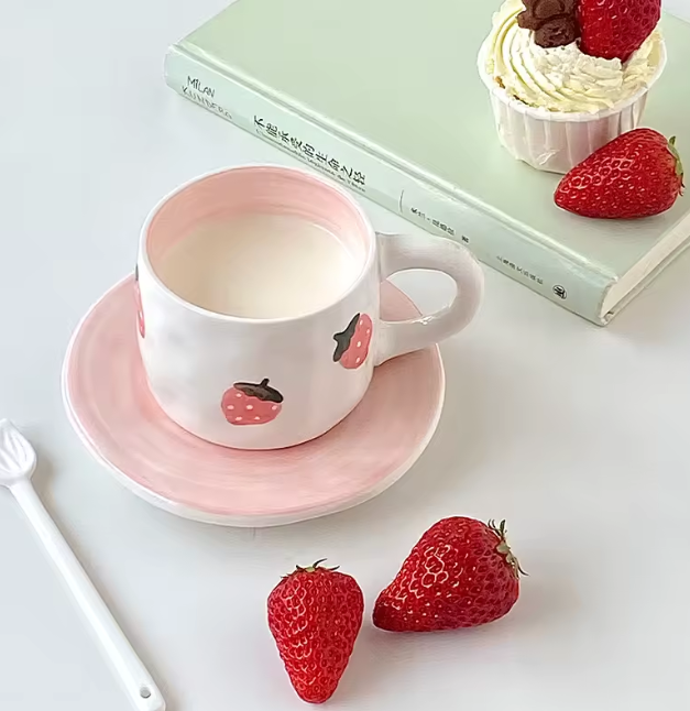 كوب لاتيه غير منتظم الشكل بسعة 250 مل مع صحن، كوب إسبريسو محمول باليد، مثالي لشاي ما بعد الظهر.