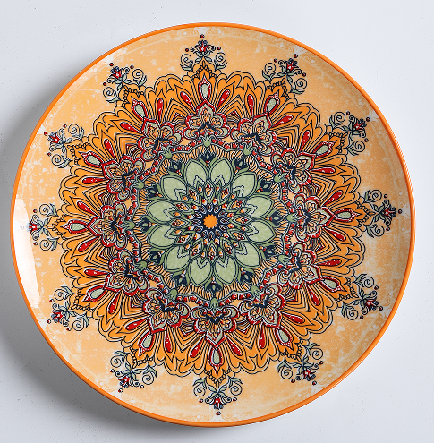 Decorative Ceramic Plate with Colourful Mandala Design